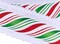 RG Ribbon: 1.5" Peppermint Twist Wired Ribbon with Fuzzy Drift Edges - 10 Yards - White, Red, Green - For Bows, Wreaths, Crafts and Christmas Decorations
